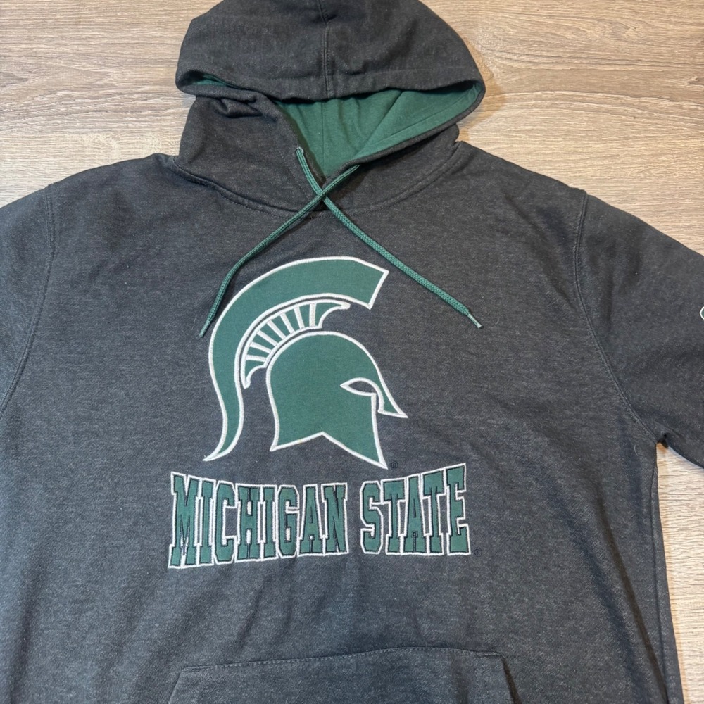 Michigan State Spartans Colosseum Hoodie Sweatshirt Mens L Dark Gray Green